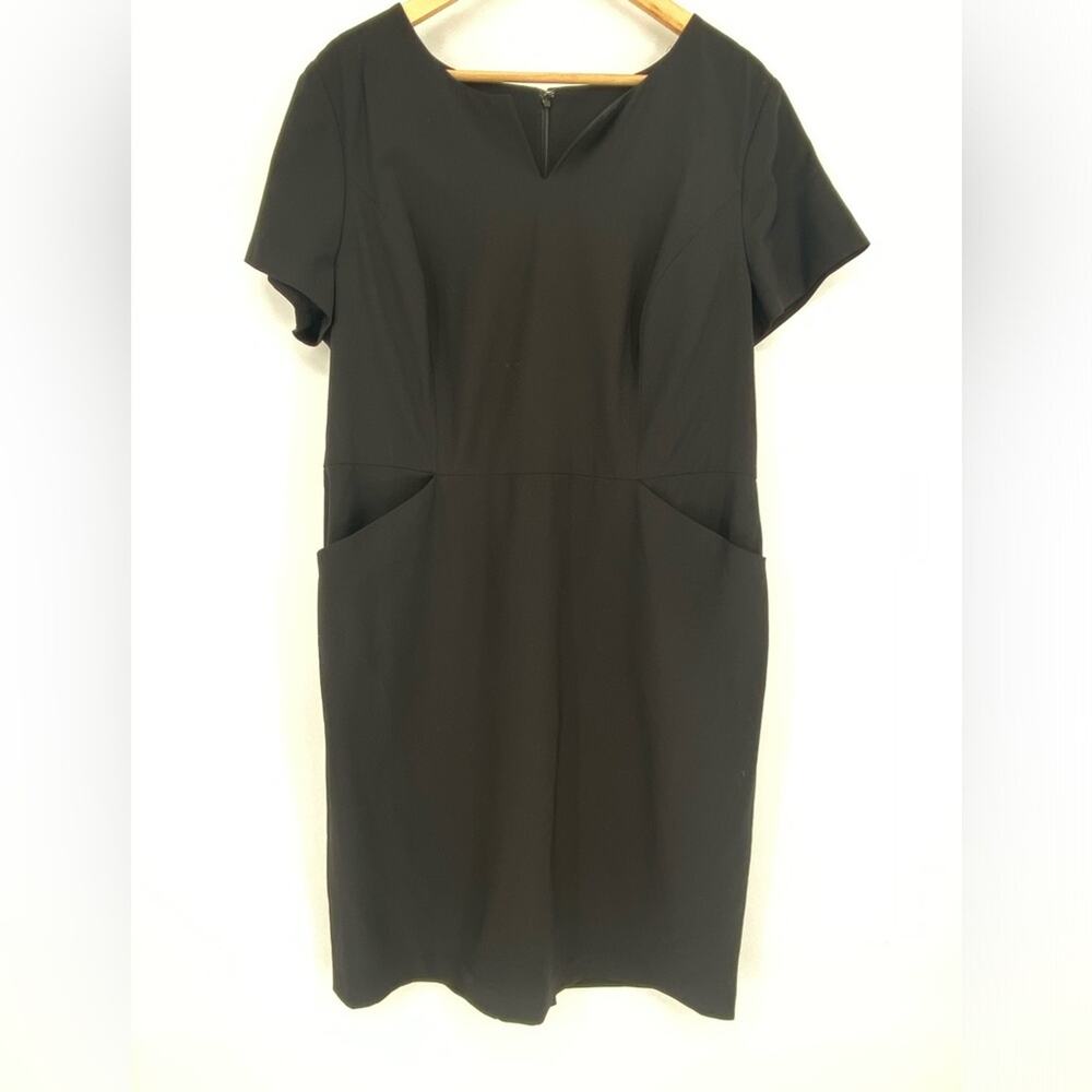 Talbots Dress 16 Midi Sheath Short Sleeve Wool Blend Quiet Luxury Classic Modest